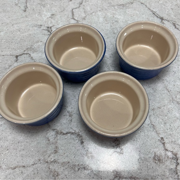 MADE IN FRANCE BLUE CUSTARD CONDIMENT CUPS SET OF 4 - Picture 6 of 7